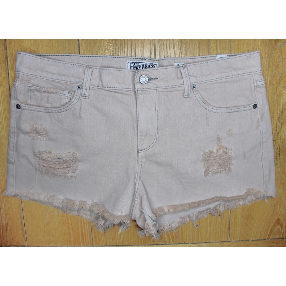 Lucky Brand The Cut Off Frayed Fringe Raw Hem Beige 12 3